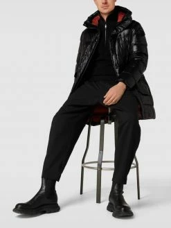 Blauer Usa Steppjacke Mit Label-Detail - Schwarz