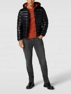 Blauer Usa Steppjacke Mit Label-Detail - Schwarz