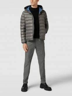 Blauer Usa Steppjacke Mit Label-Detail - Dunkelgrau