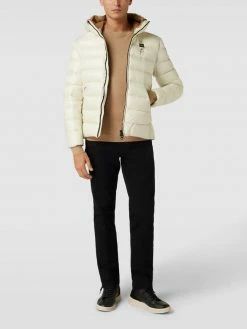 Blauer Usa Steppjacke Mit Label-Details - Offwhite