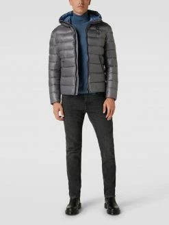 Blauer Usa Steppjacke Mit Label-Details - Dunkelgrau