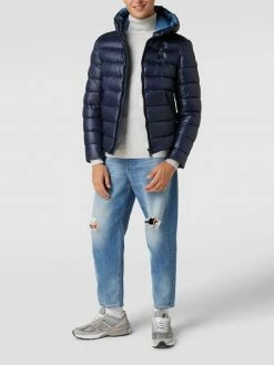 Blauer Usa Steppjacke Mit Label-Details - Marineblau